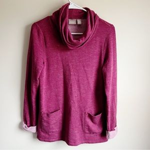 Chicos Pink Fuschia Cozisoft Cowlneck Pullover Sweater